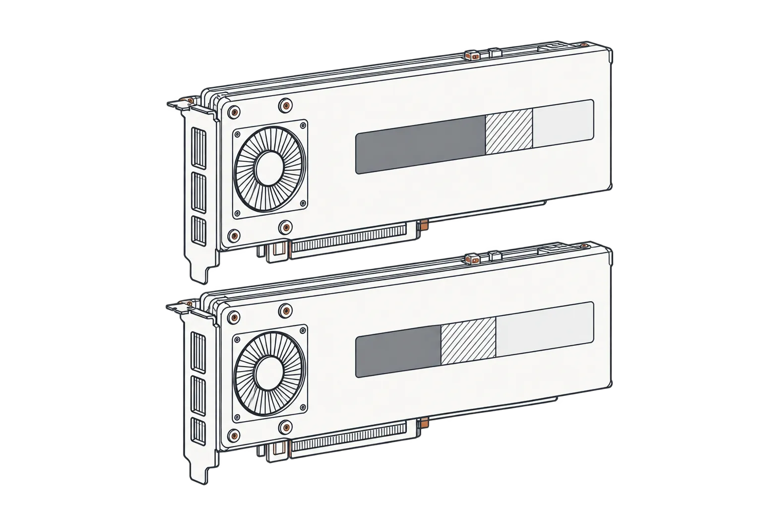 Two GPU cards with segmented memory-reservation bars.